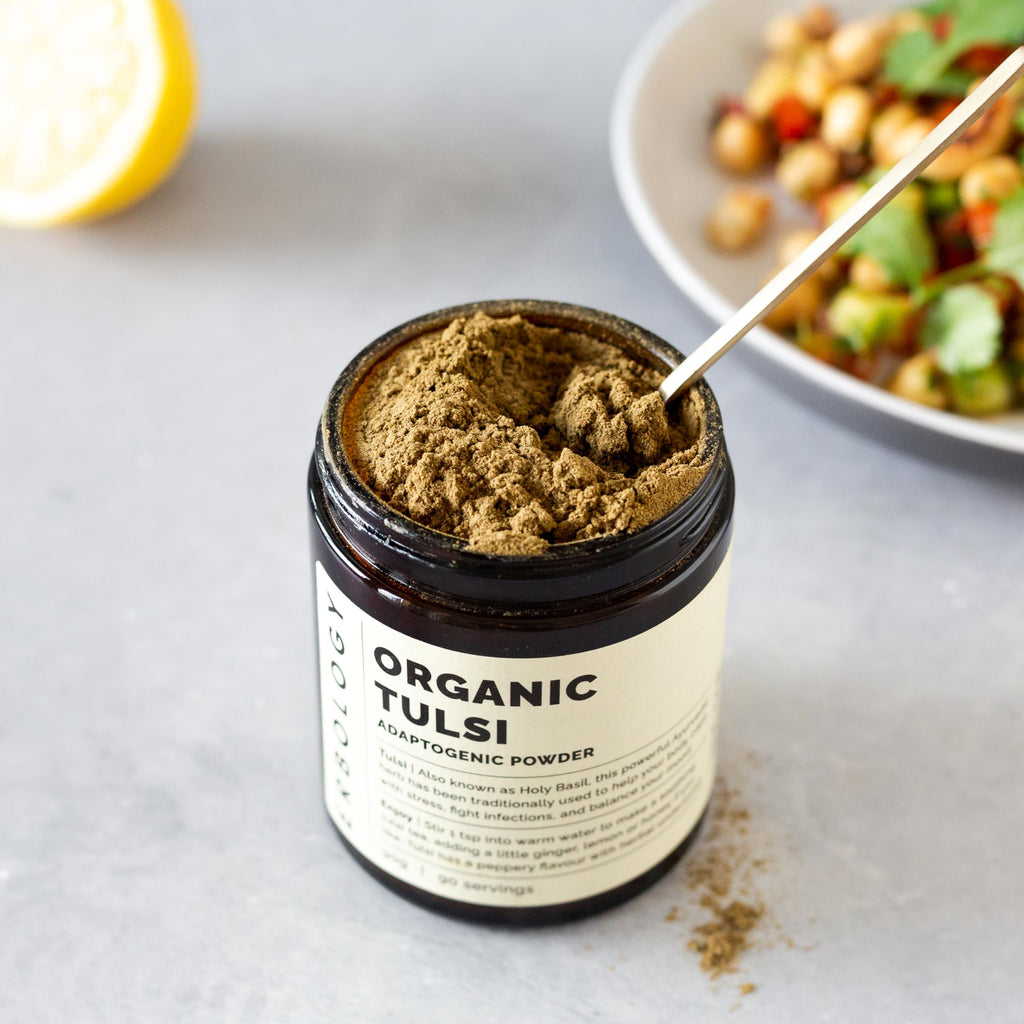 Erbology organic holy basil powder product label details