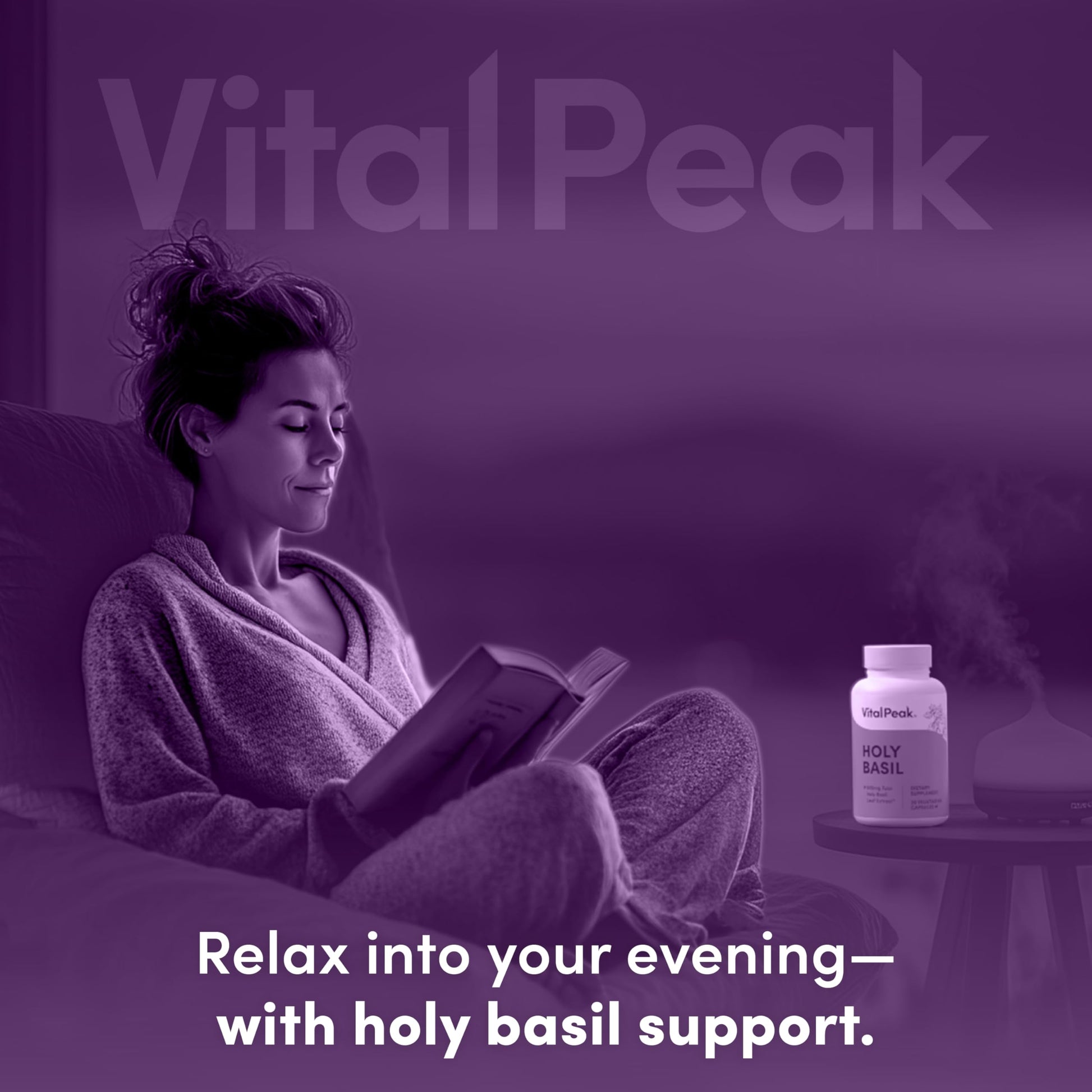 Vital Peak Holy Basil bottle back view with supplement facts