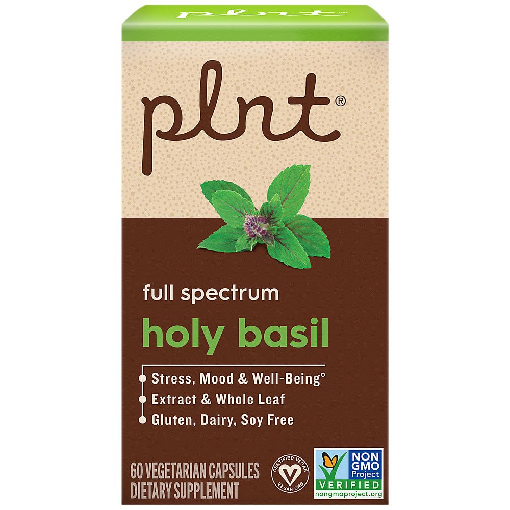 Plnt Holy Basil organic stress support capsules packaging
