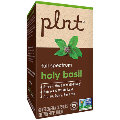 Top view of Plnt Holy Basil supplement bottle cap