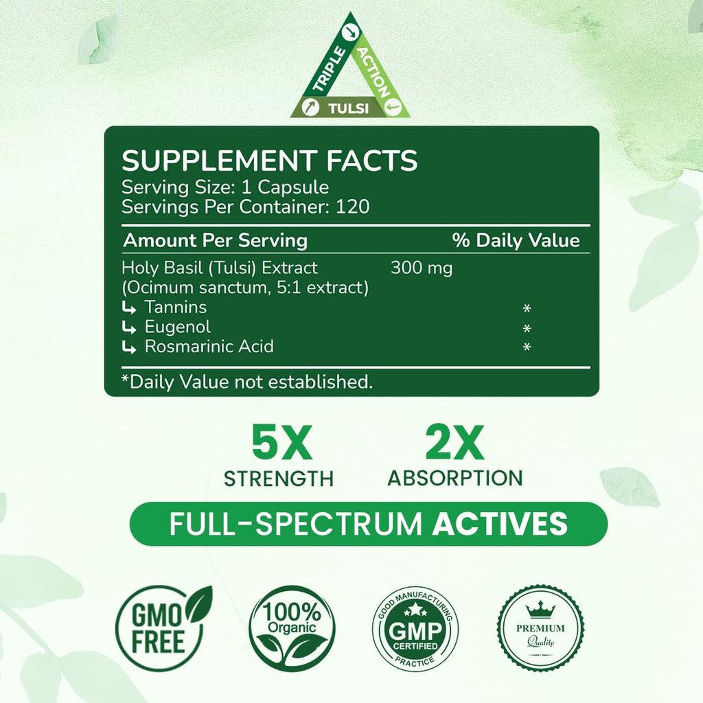 Cosynee Life Tulsi Supplement 300mg bottle packaging details