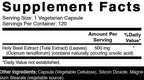 Close up of Oxify Holy Basil 120 vegetarian capsules label