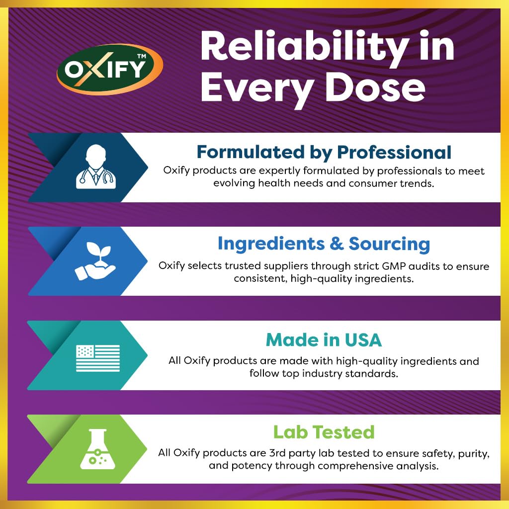 Back of Oxify Holy Basil bottle showing supplement facts