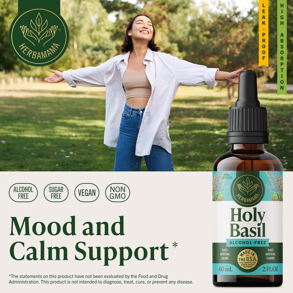 Herbamama Holy Basil liquid extract label details and ingredients