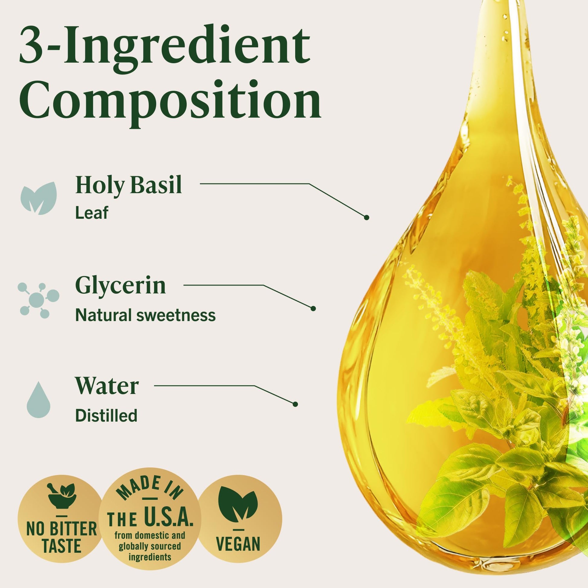 Close up of Herbamama Holy Basil dropper bottle packaging
