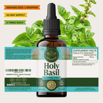 Herbamama Tulsi Holy Basil Tincture for relaxation and mood support