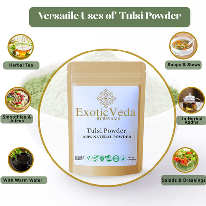 Exotic Veda Tulsi powder used in a natural DIY face mask bowl