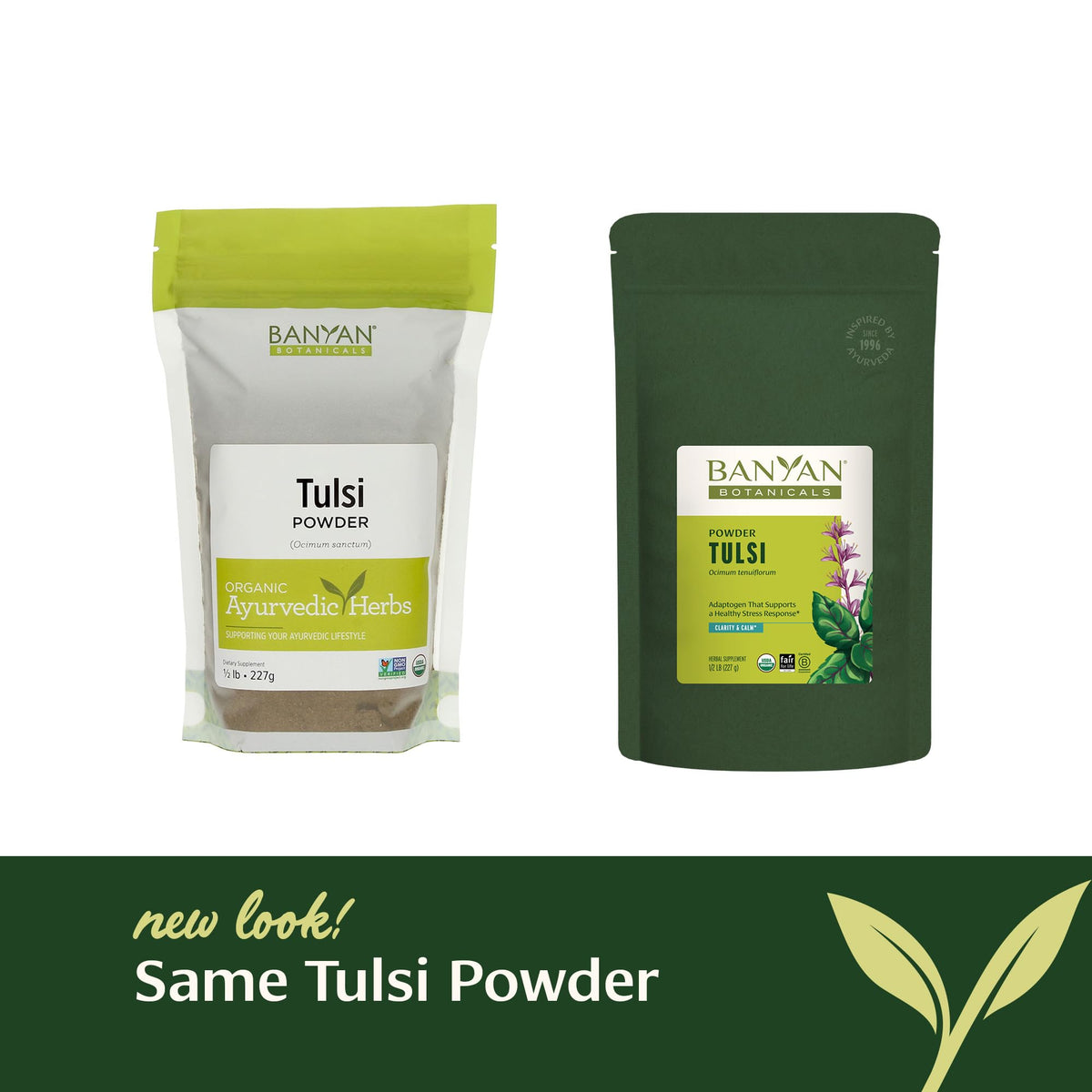 Organic Tulsi powder label details and certification