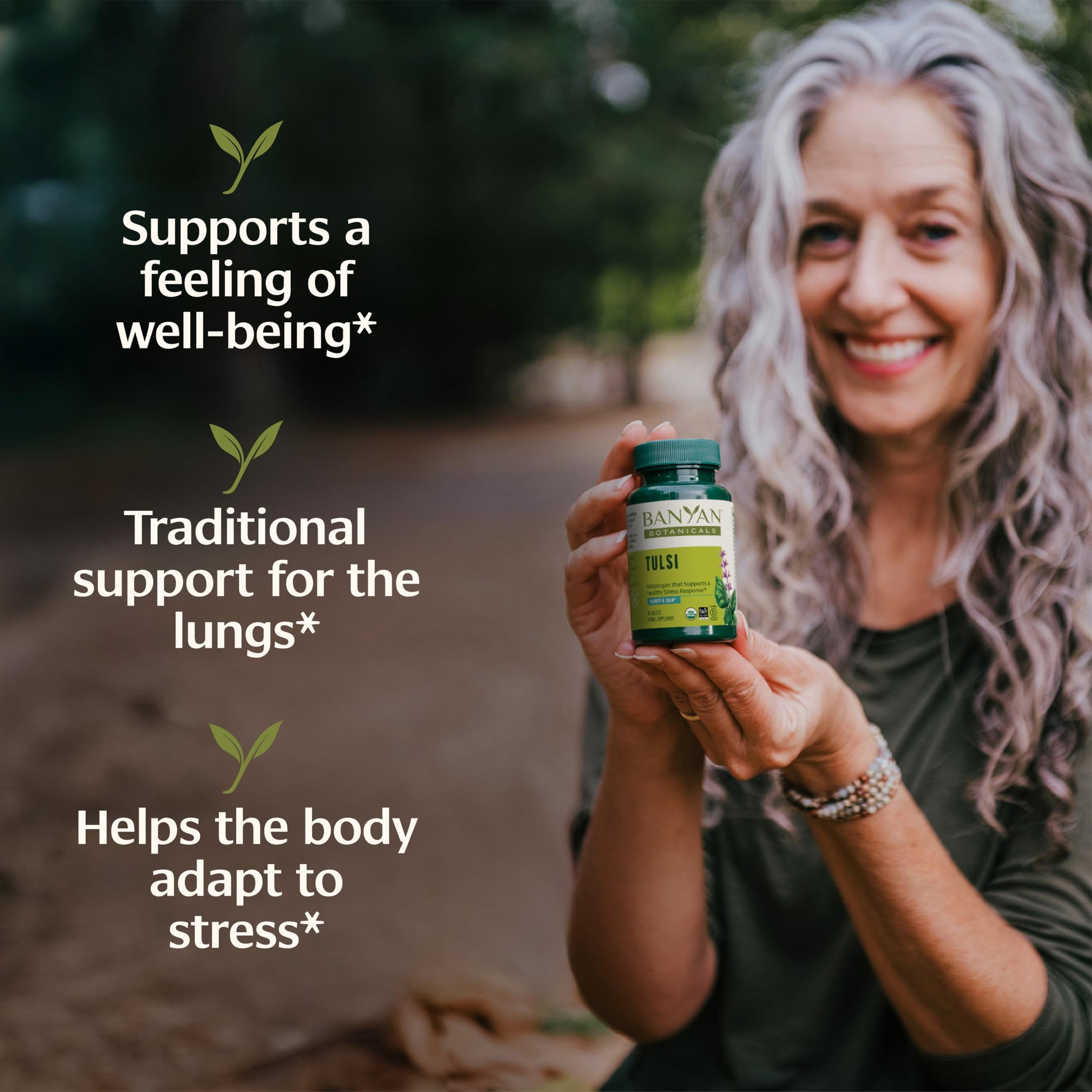 Banyan Botanicals Tulsi supplement bottle label details