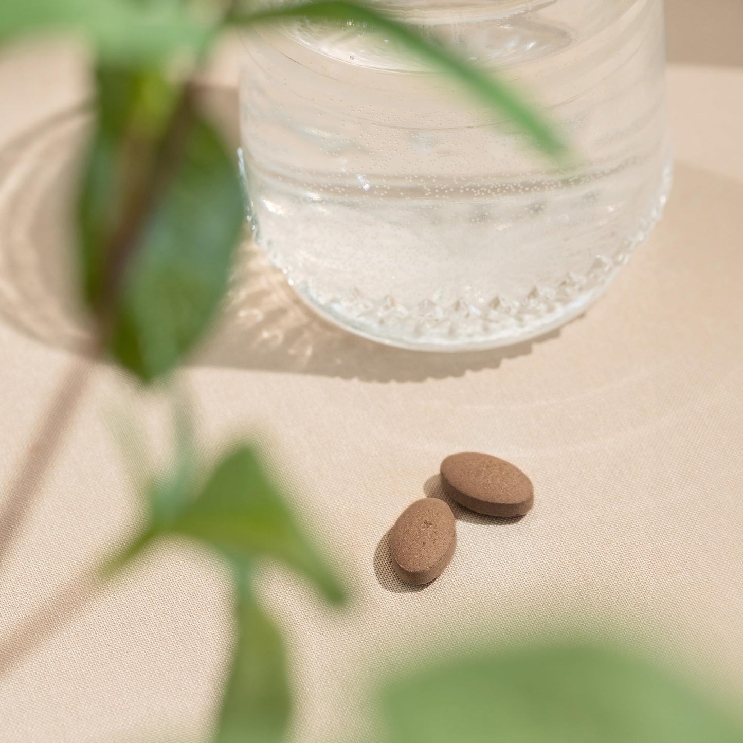 Close up of Banyan Botanicals Tulsi tablet bottle