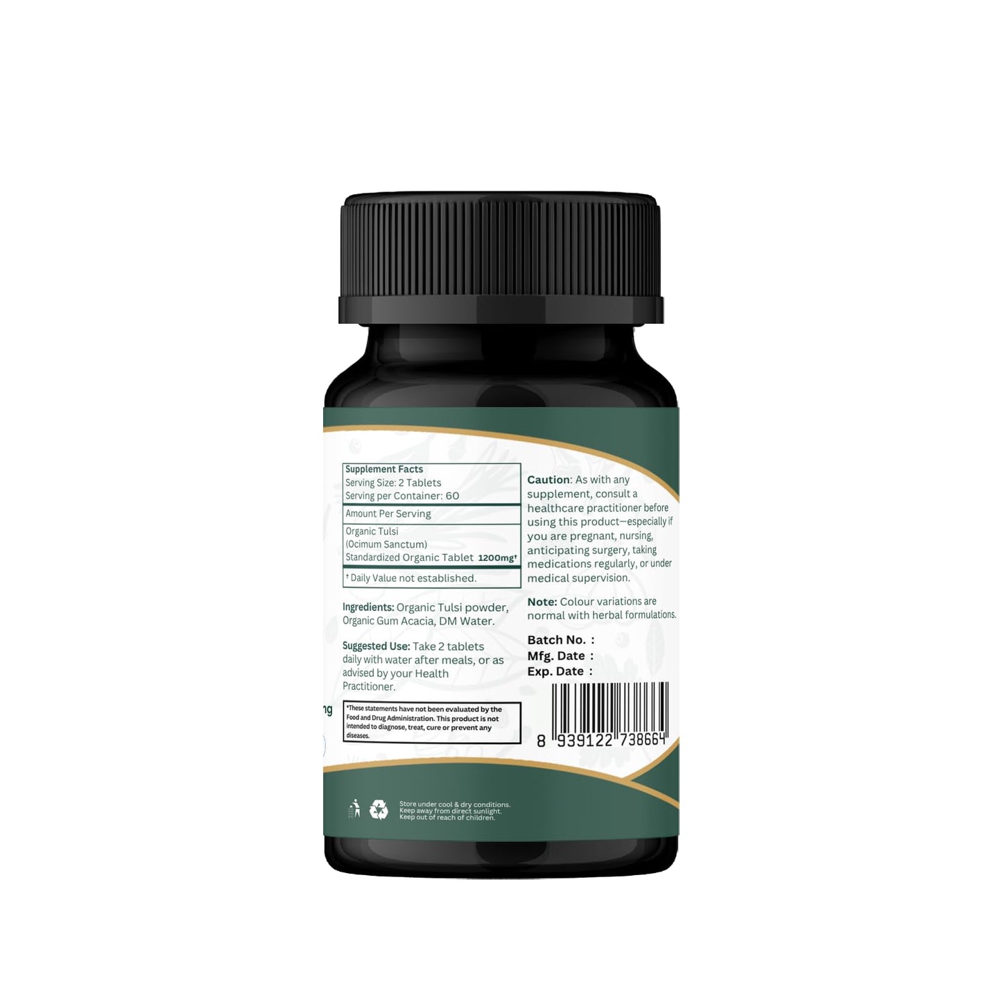 Premium Organic Spree Holy Basil health supplement bottle