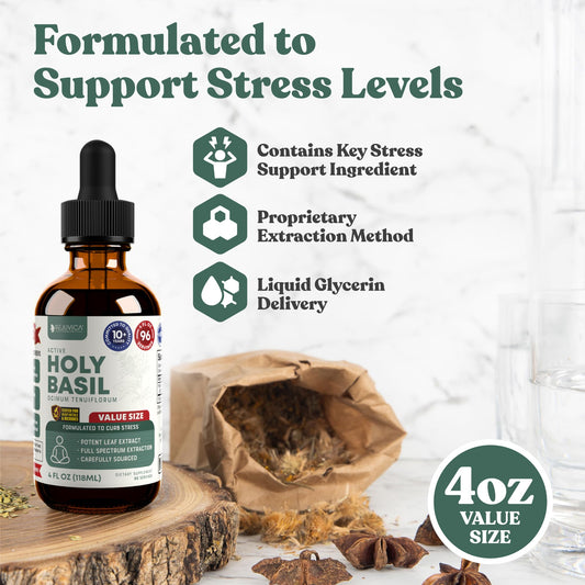 Rejuvica Health Active Holy Basil liquid supplement bottle label details