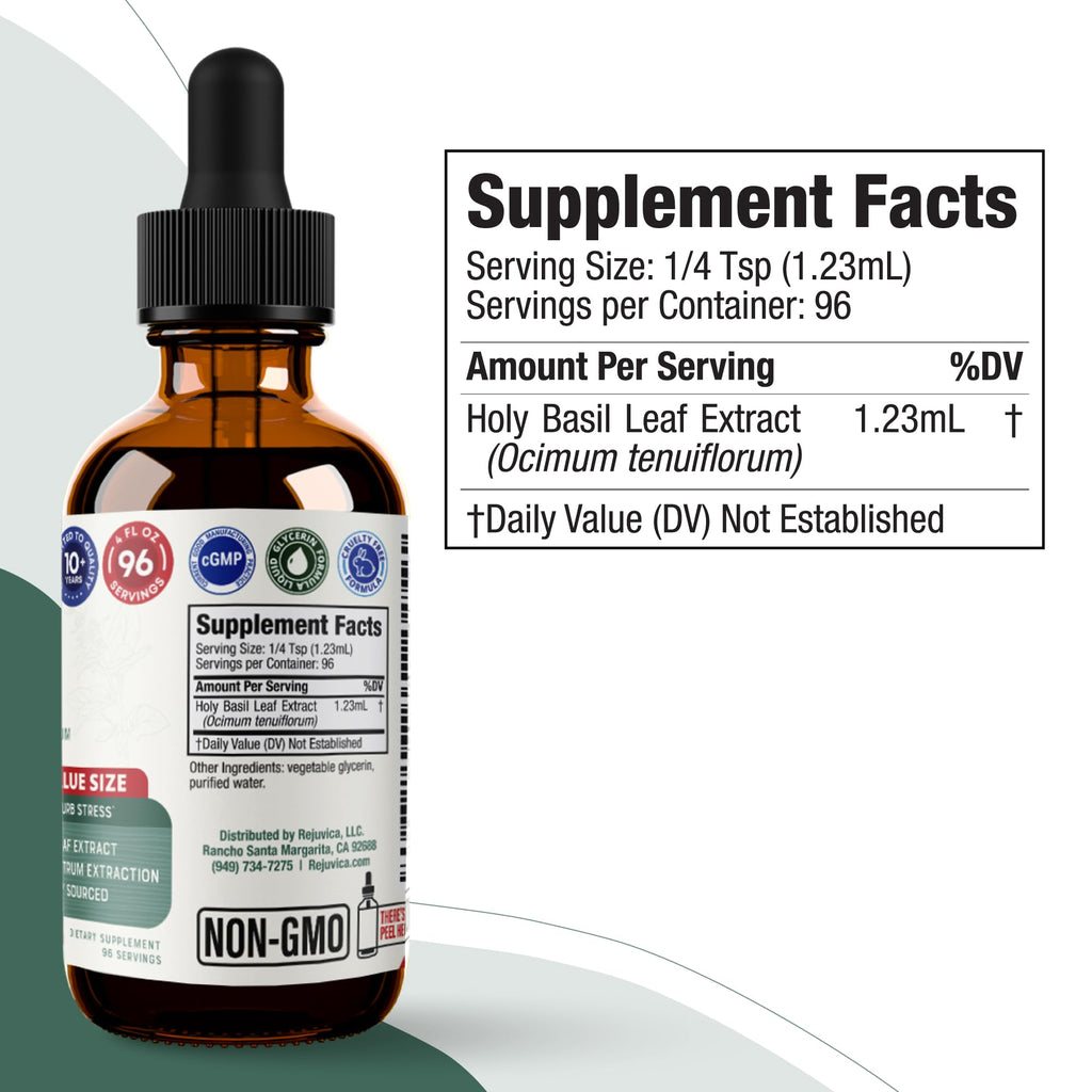 Rejuvica Health Active Holy Basil supplement facts label