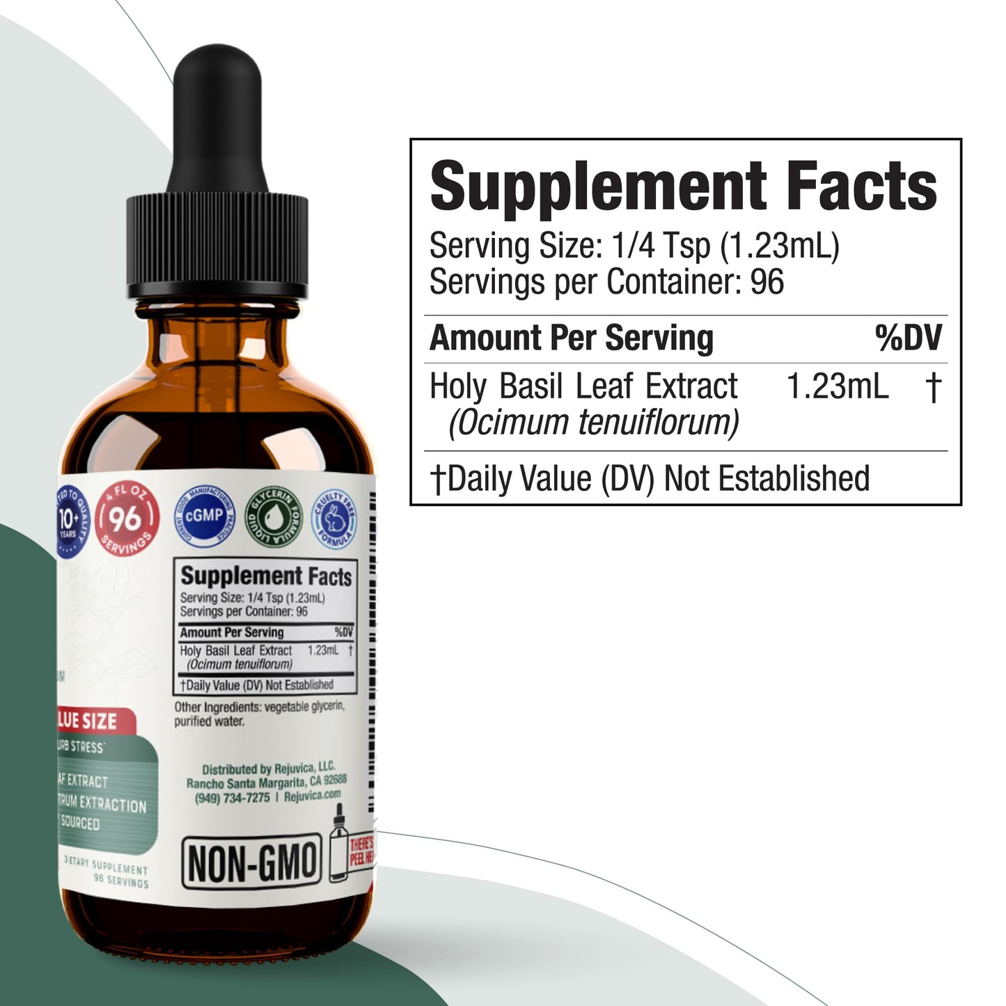 Rejuvica Health Active Holy Basil supplement facts label
