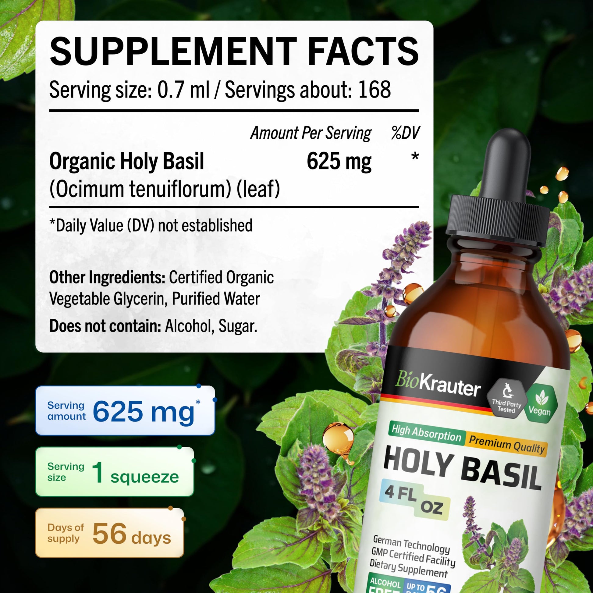 Bio Krauter holy basil packaging for stress support