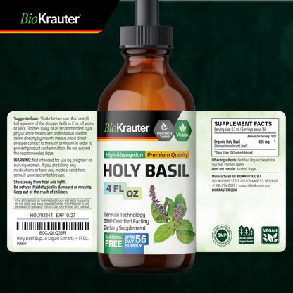 Bio Krauter brand holy basil tincture 4 ounce bottle