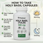 Close up of Pristine's Holy Basil immunity support label
