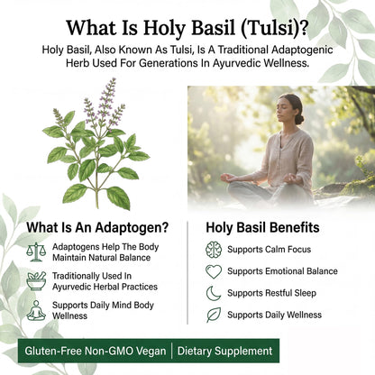 Pristine's Holy Basil extract supplement nutritional facts label