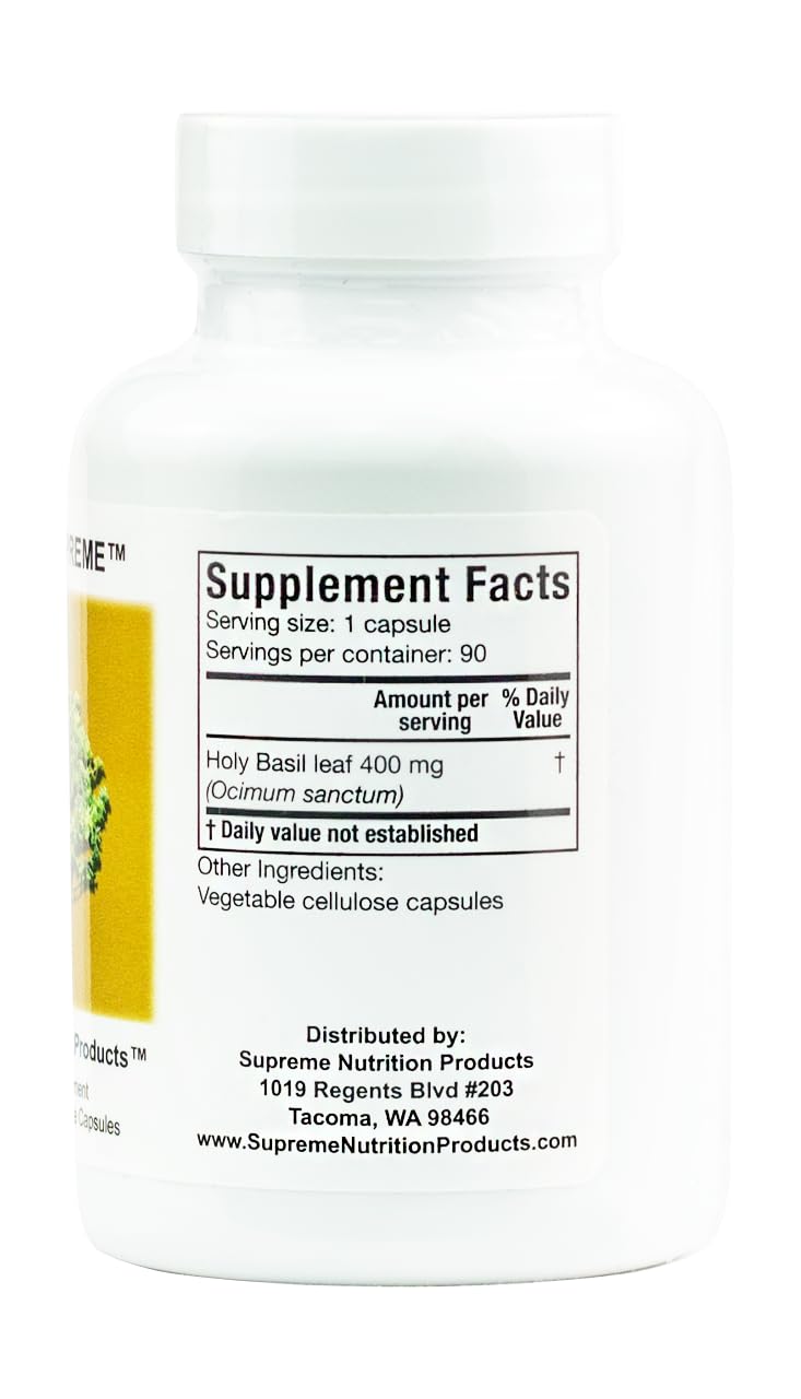 Supreme Nutrition Tulsi Supreme bottle label details