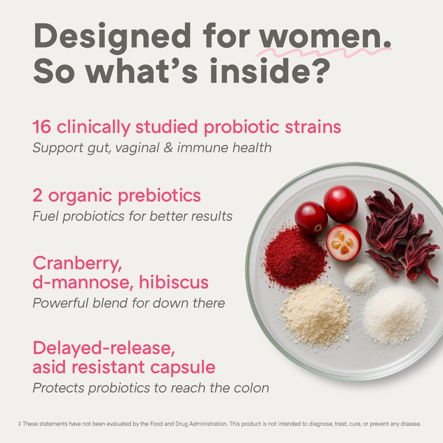 Side view of The Orfy Complete Probiotics for women packaging