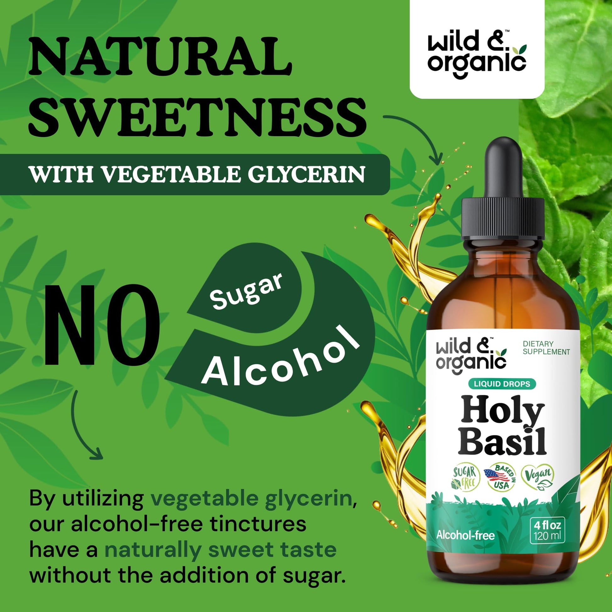 Natural holy basil leaf extract supplement for relaxation