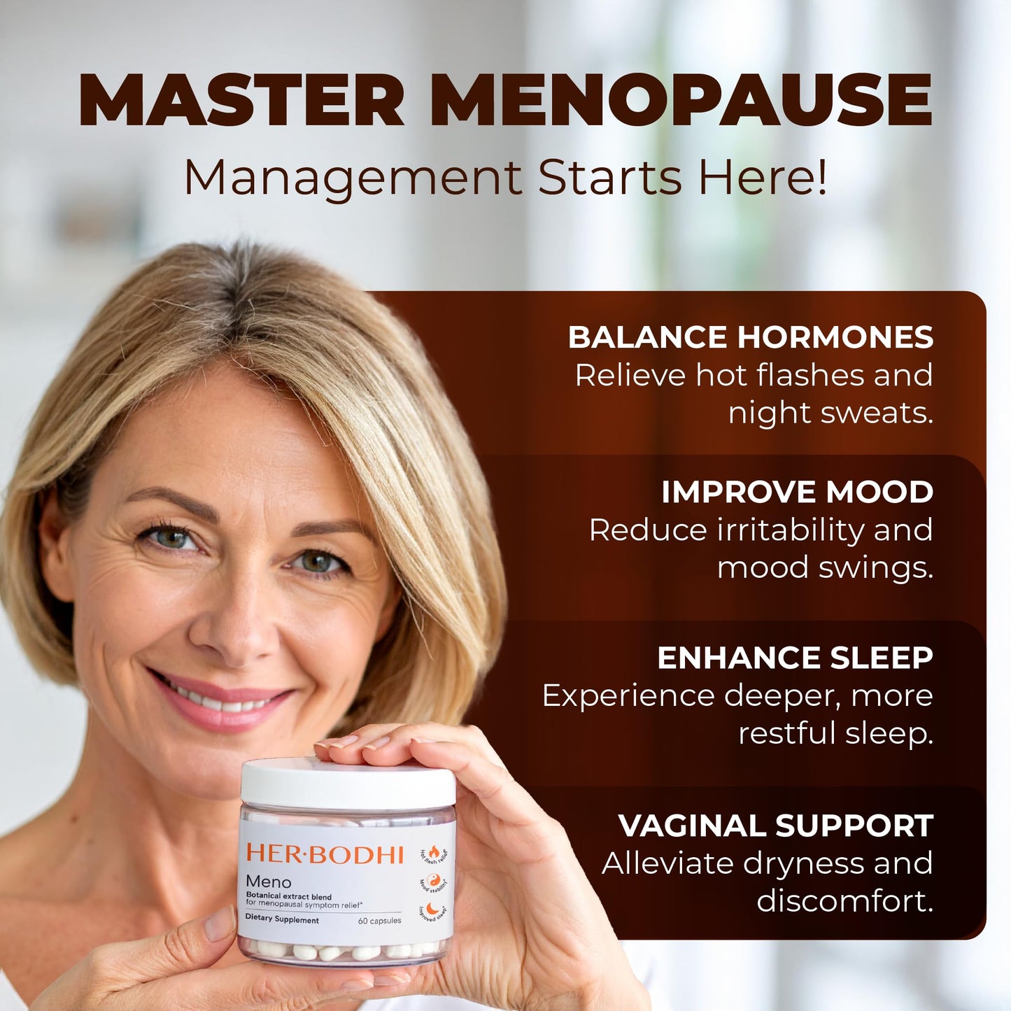 Her Bodhi Meno 60 vegan capsules bottle side view