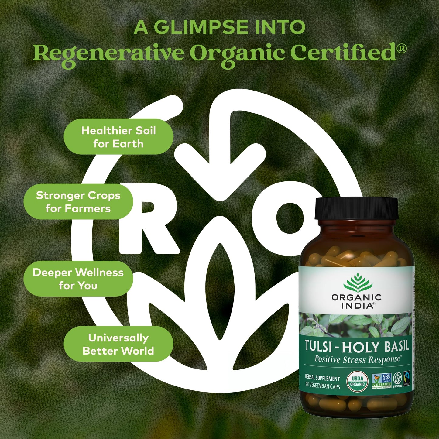 Organic India Tulsi supplement bottle label details