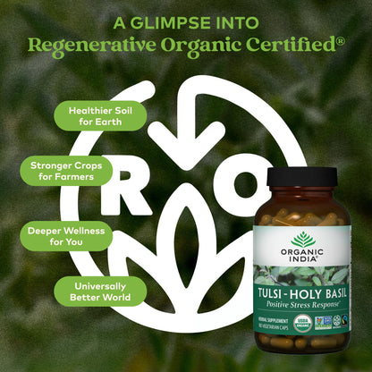 Organic India Tulsi supplement bottle label details
