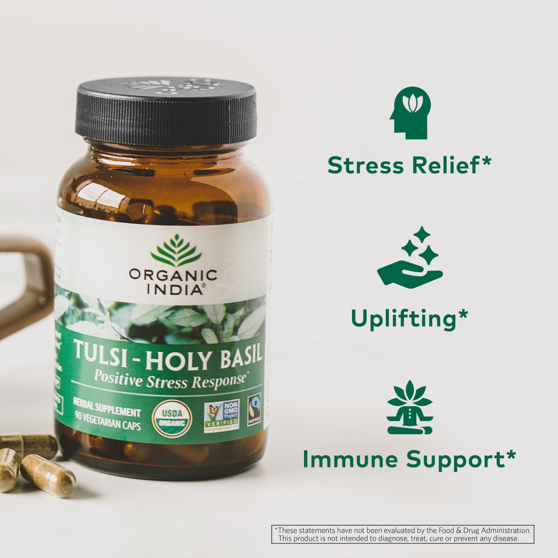 Organic India Tulsi herbal supplement USDA organic seal