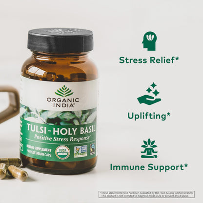 Organic India Tulsi herbal supplement USDA organic seal