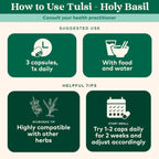 Close up of Organic India Tulsi vegetarian capsules bottle