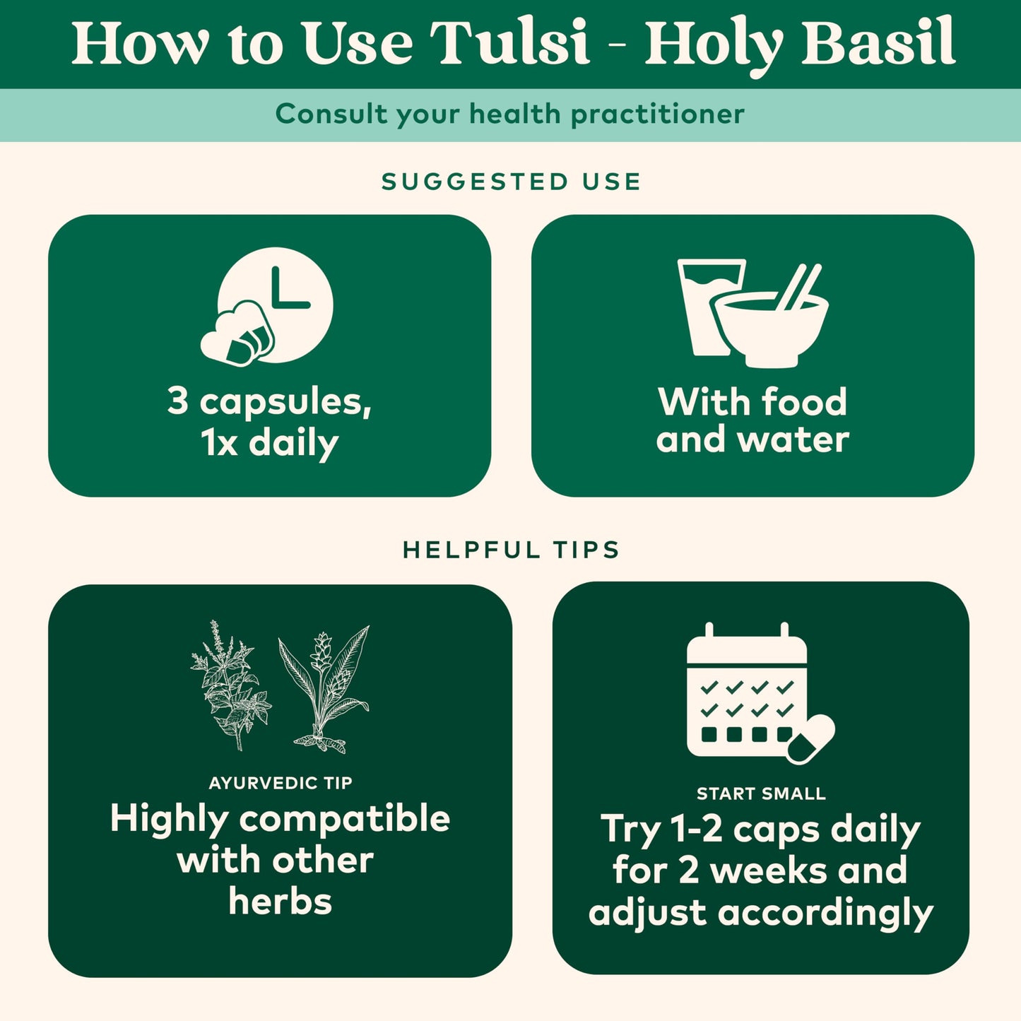 Close up of Organic India Tulsi vegetarian capsules bottle