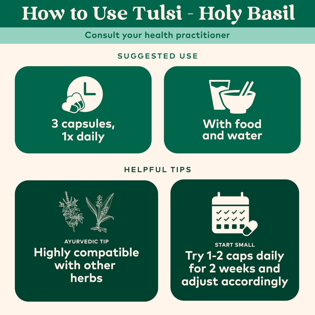 Close up of Organic India Tulsi vegetarian capsules bottle