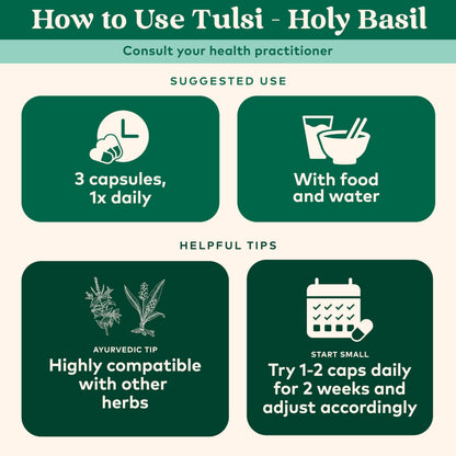 Close up of Organic India Tulsi vegetarian capsules bottle