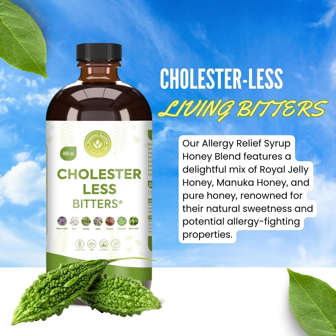 Authentic liquid herbal bitters supplement featuring bitter melon and turmeric ingredients