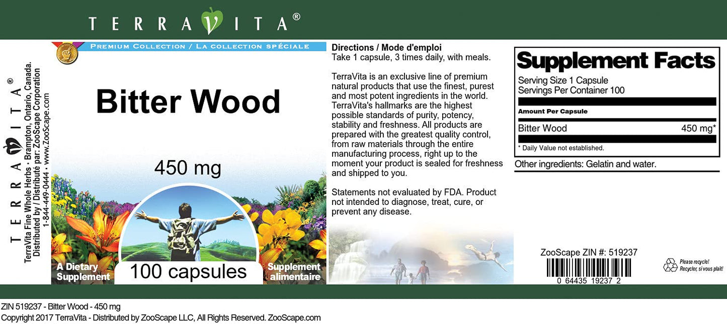 Terravita Bitter Wood Quassia amara supplement dosage instructions
