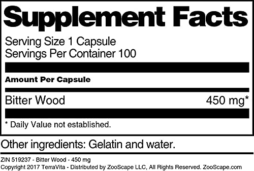 Terravita Bitter Wood pure herbal extract capsules bottle cap seal