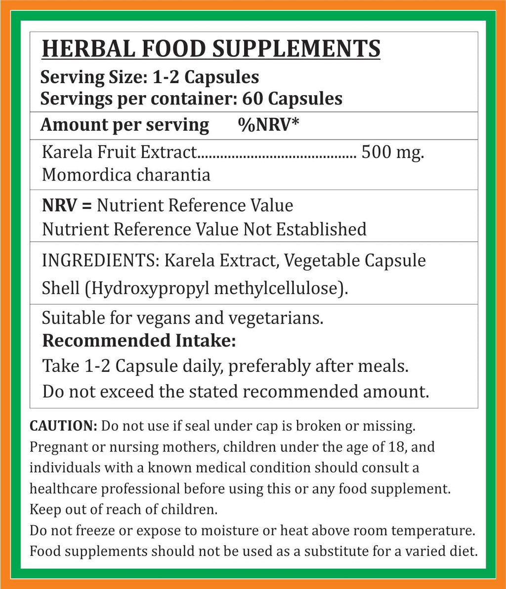 Close up view of the manufacturing quality seal on Satya Naturals Karela supplement.