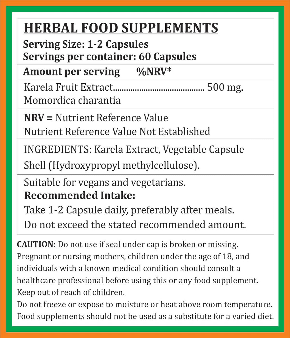 Close up view of the manufacturing quality seal on Satya Naturals Karela supplement.