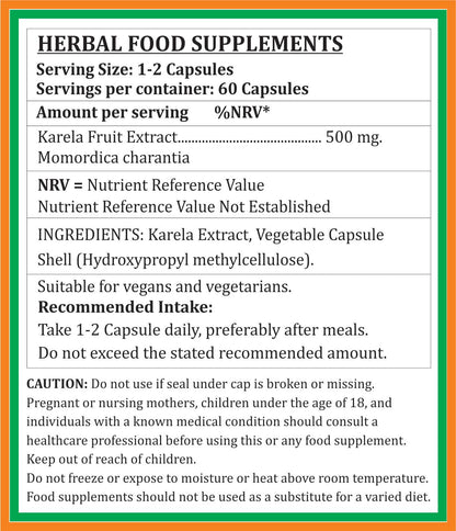 Close up view of the manufacturing quality seal on Satya Naturals Karela supplement.