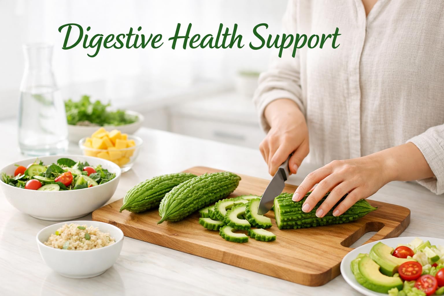 Naturevibe Botanicals bitter gourd dietary supplement dietary information panel displaying dosage guidelines.