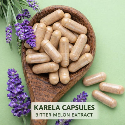 Nutritional facts and directions on the back of Sowell Health Karela 1000mg supplement.