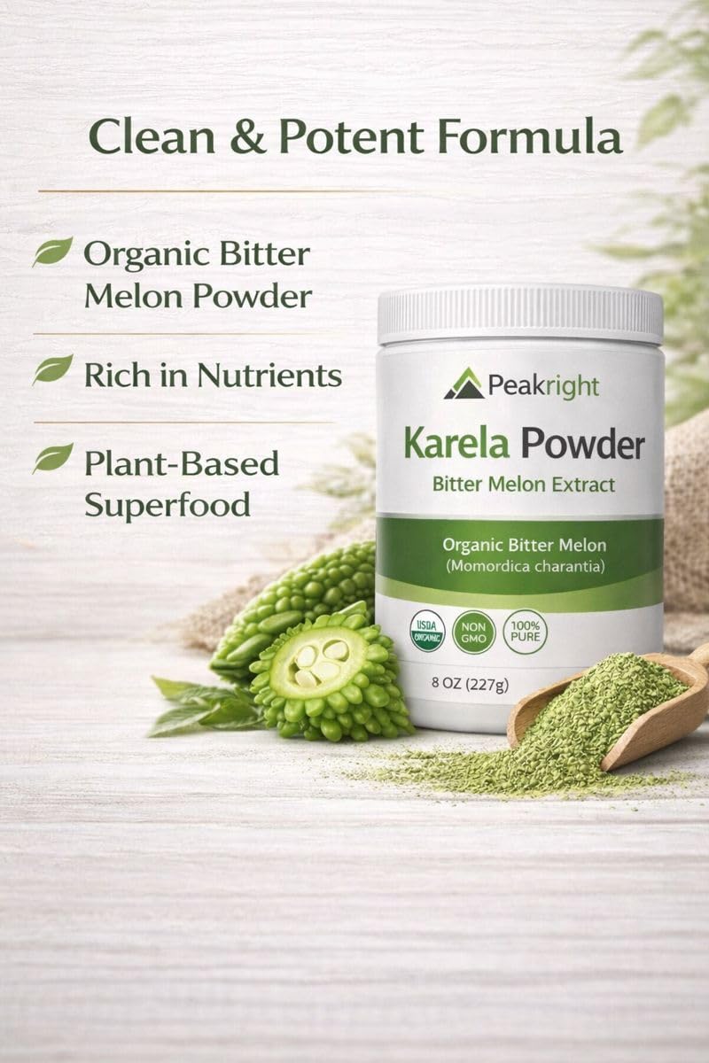 Finely milled pure green bitter gourd herbal supplement powder