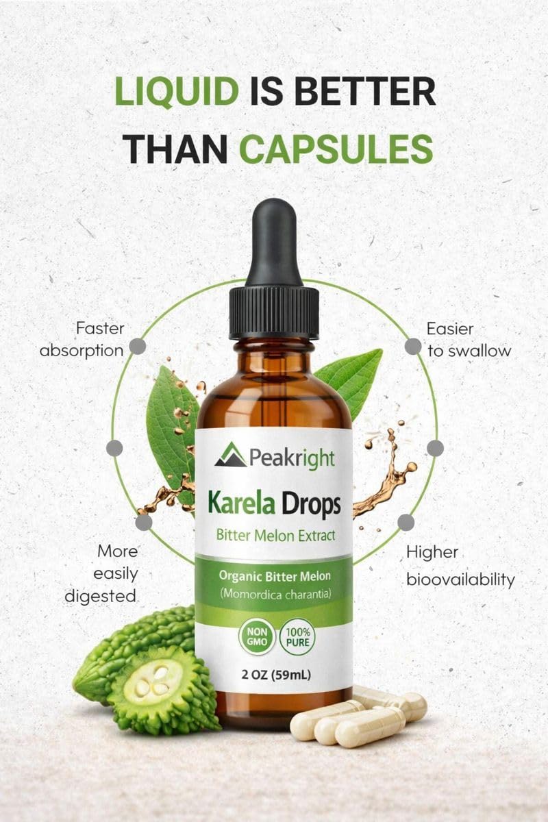 Peakright organic non GMO herbal bitter melon liquid concentrate dropper bottle lifestyle shot