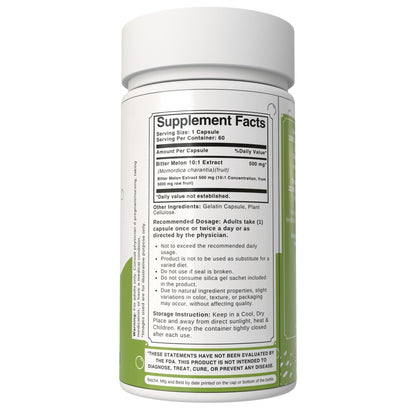 Bloofah Momordica Charantia 500mg capsules ingredient label facts