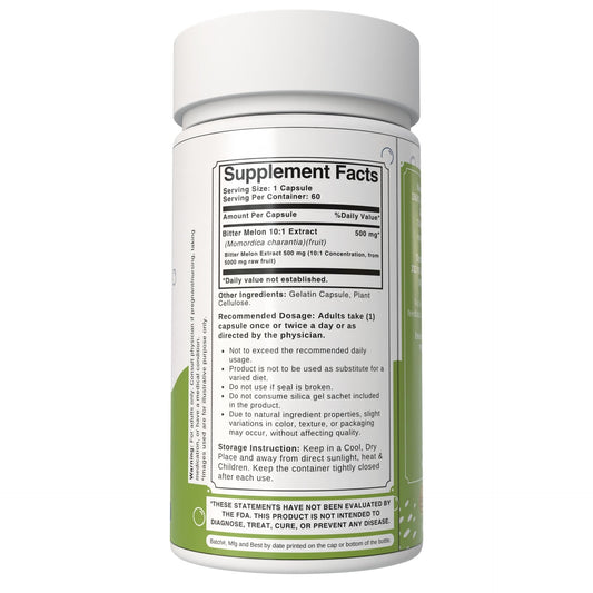 Bloofah Momordica Charantia 500mg capsules ingredient label facts