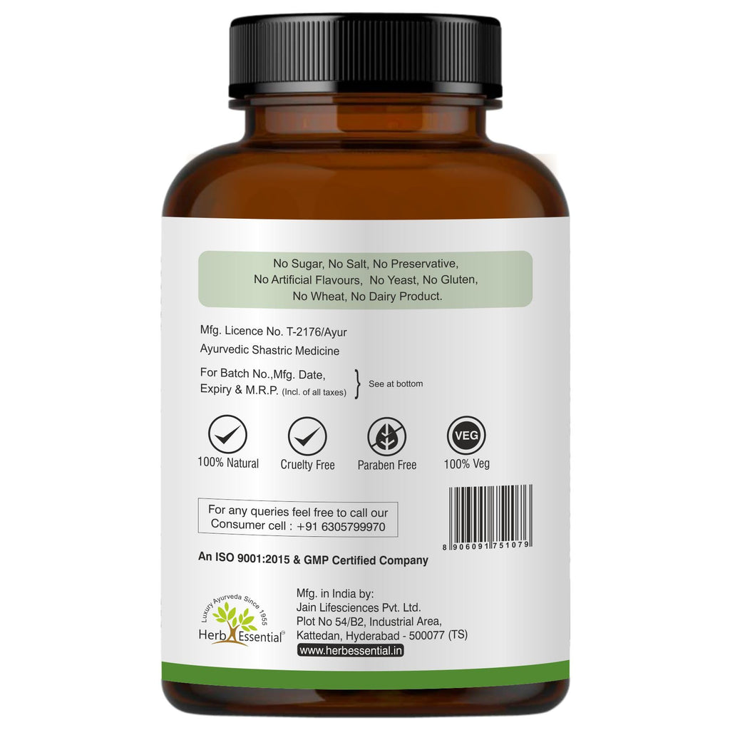 Herb Essential Karela blood sugar management natural vegan supplement label side