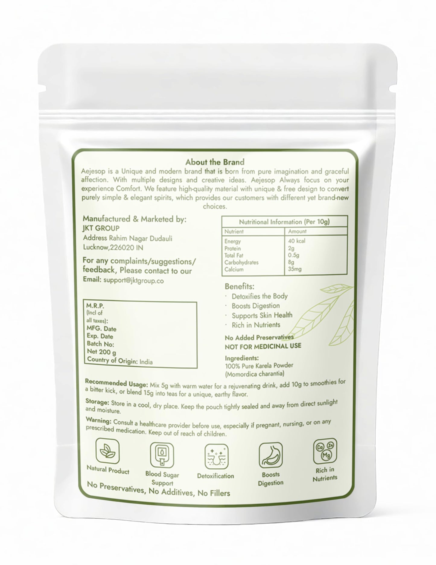 Aejesop Momordica Charantia herbal powder for blood sugar management.
