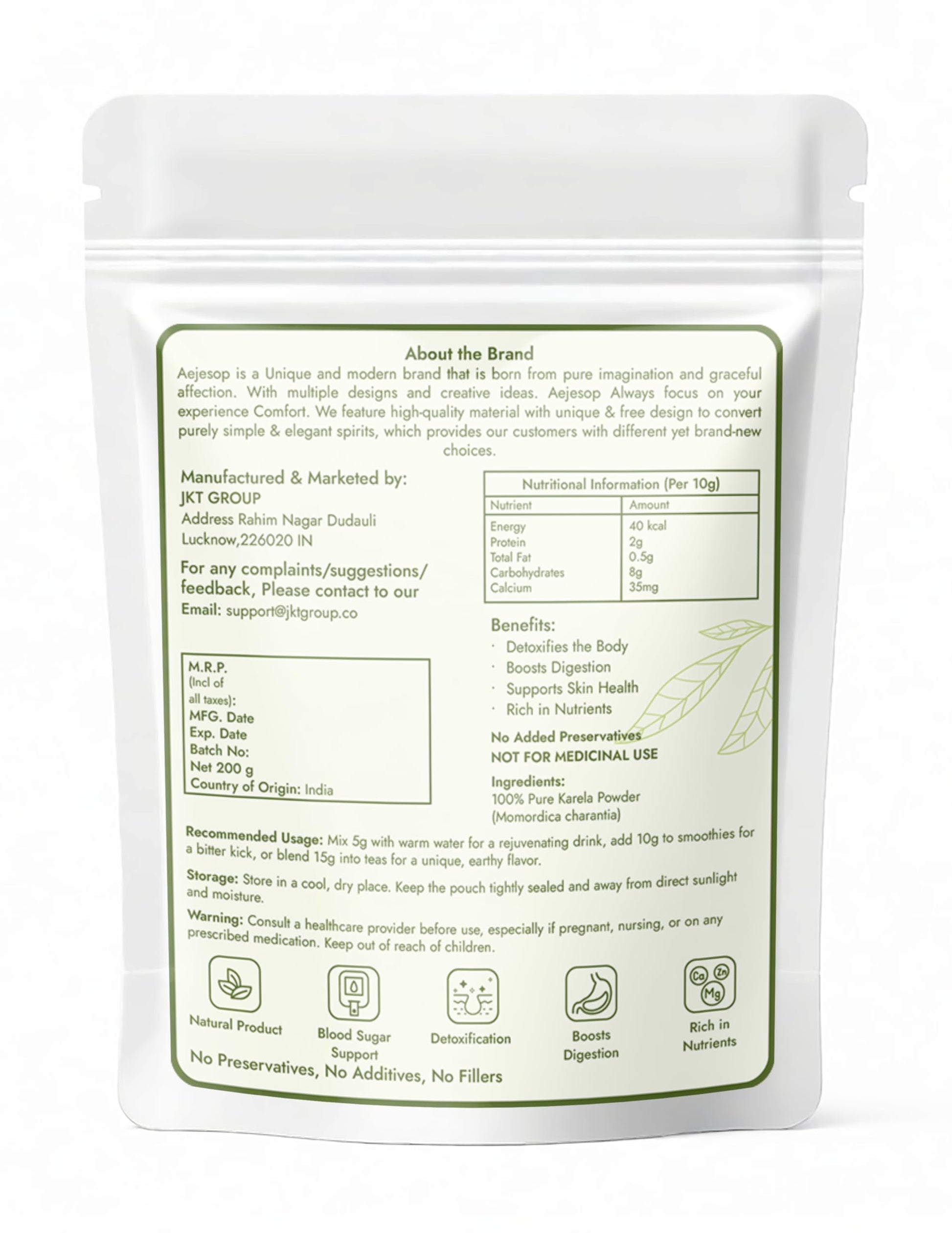Aejesop Momordica Charantia herbal powder for blood sugar management.