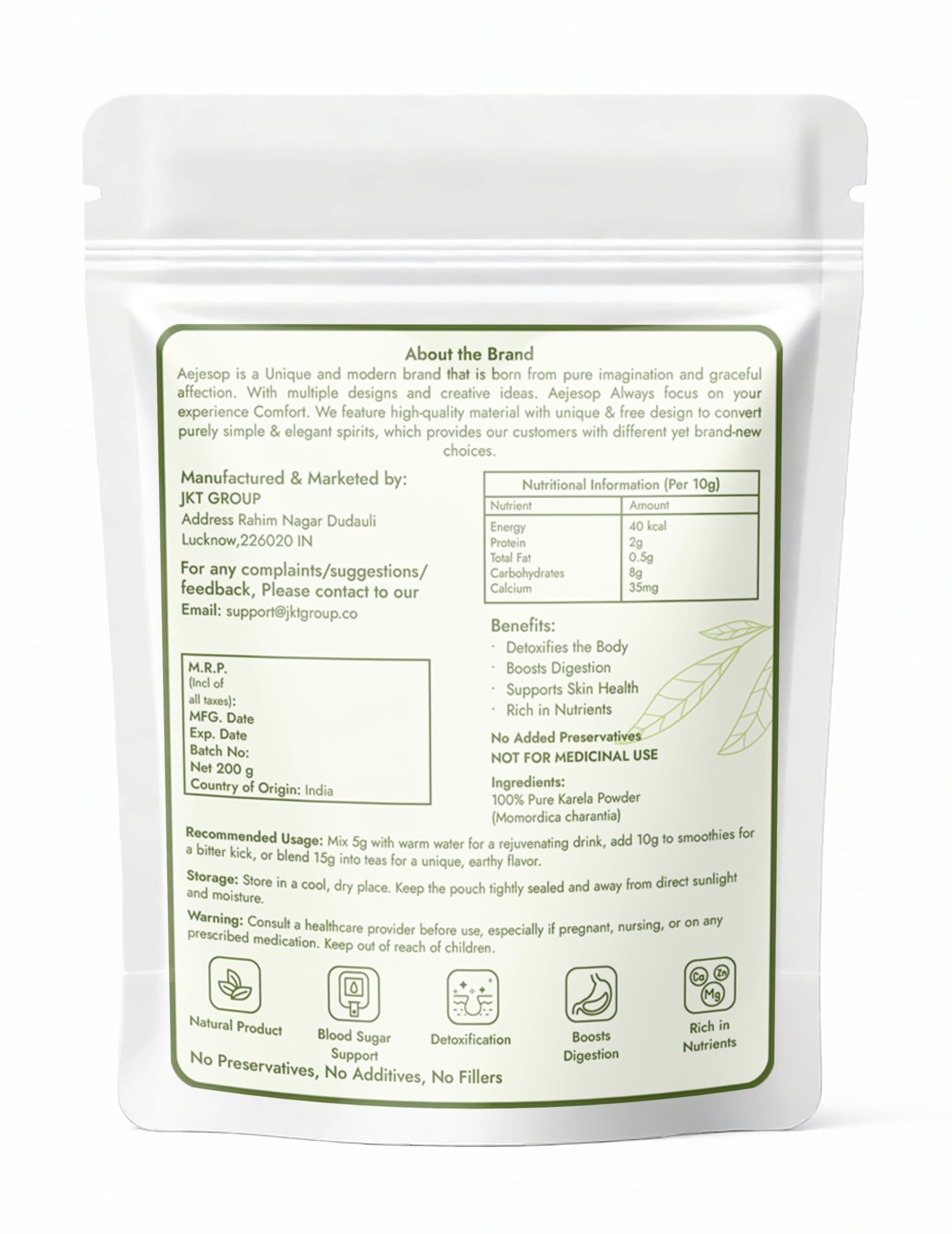 Aejesop Momordica Charantia herbal powder for blood sugar management.
